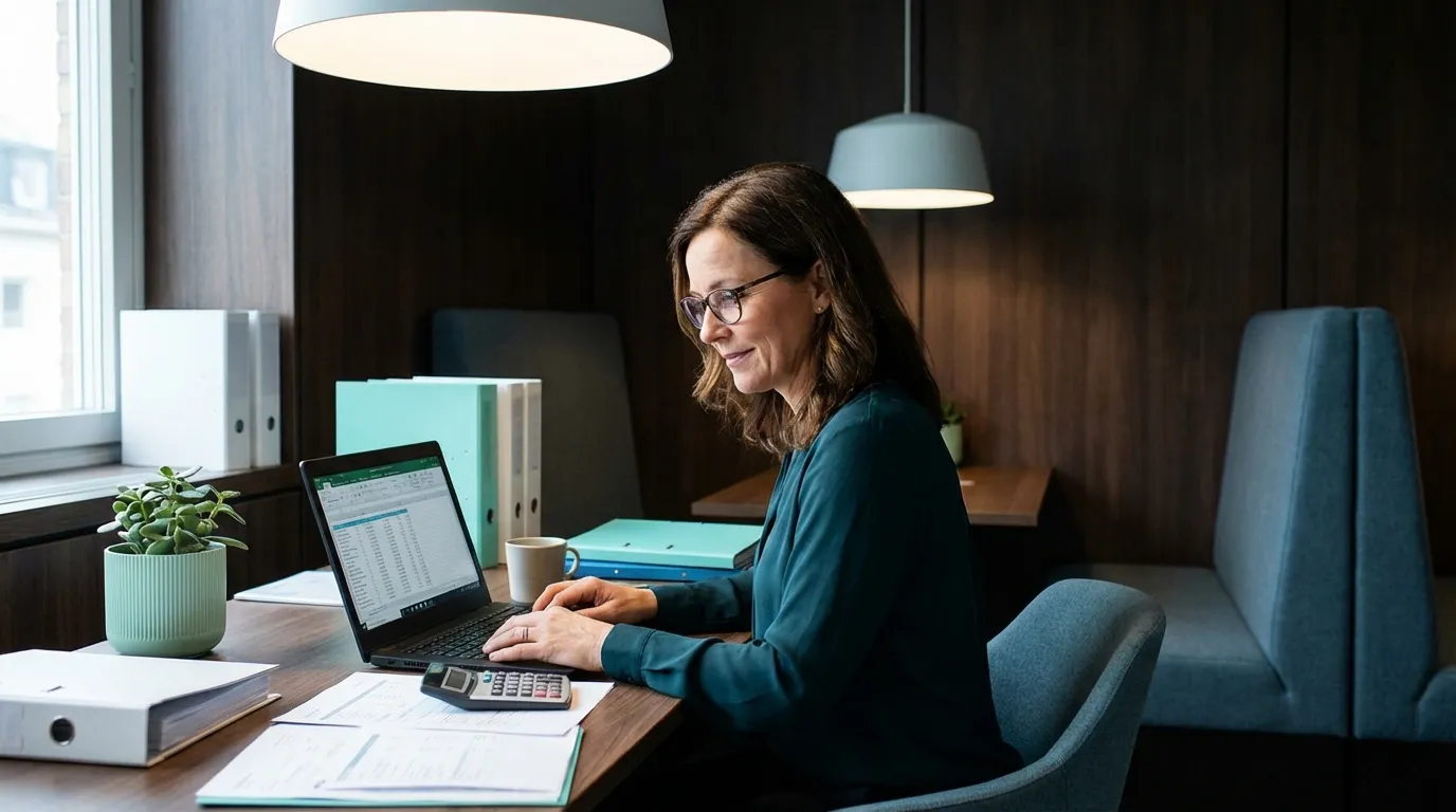 Consultora fiscal trabajando