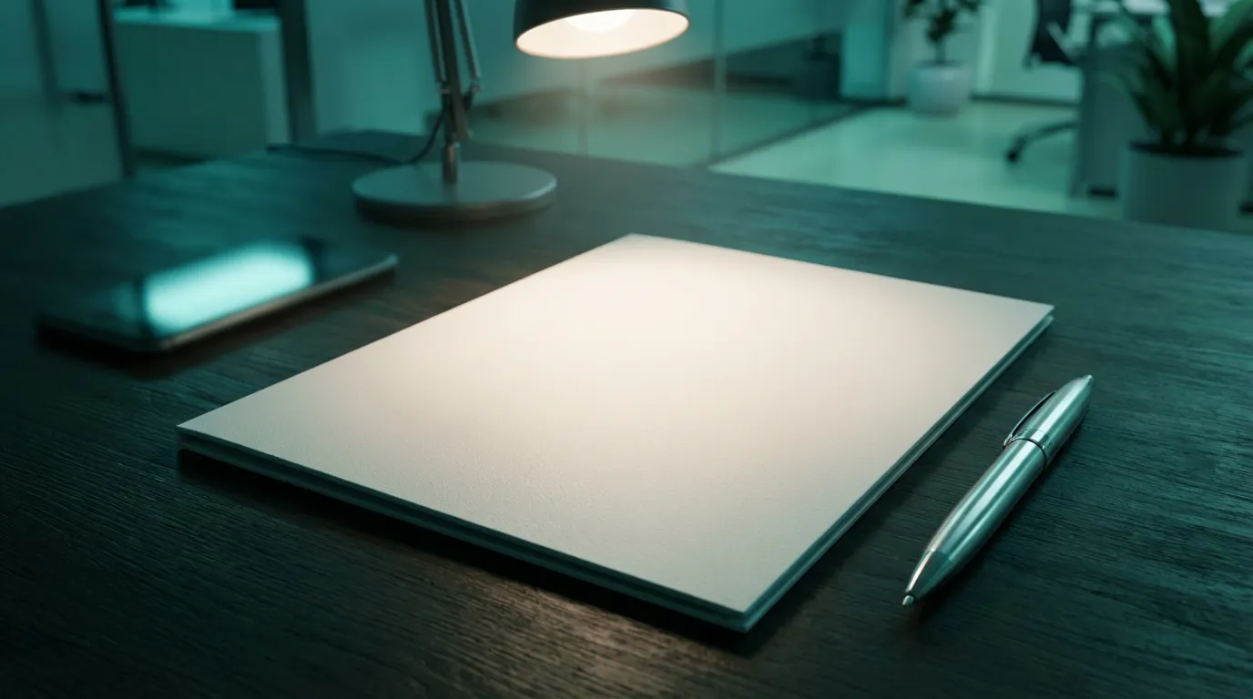 Escritorio con documentos profesionales para marca blanca