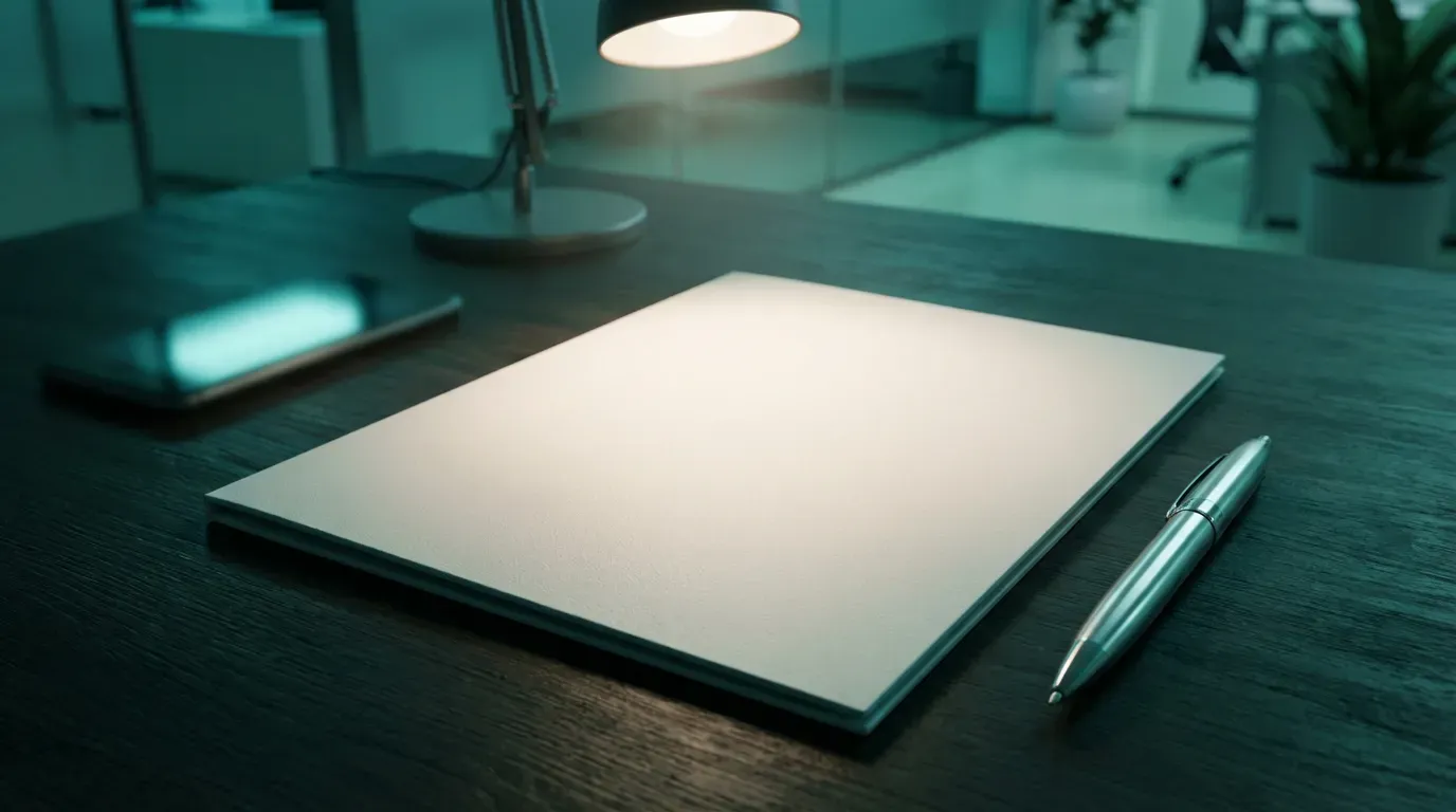 Escritorio con documentos profesionales para marca blanca